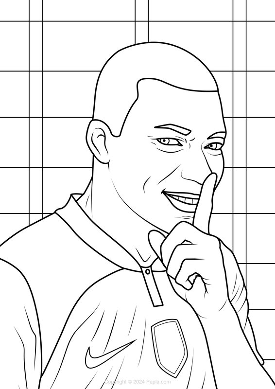 Coloring Page Mbappe Smiling