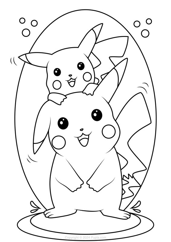 Pikachu Coloring Page and Small Pikachu Coloring Page