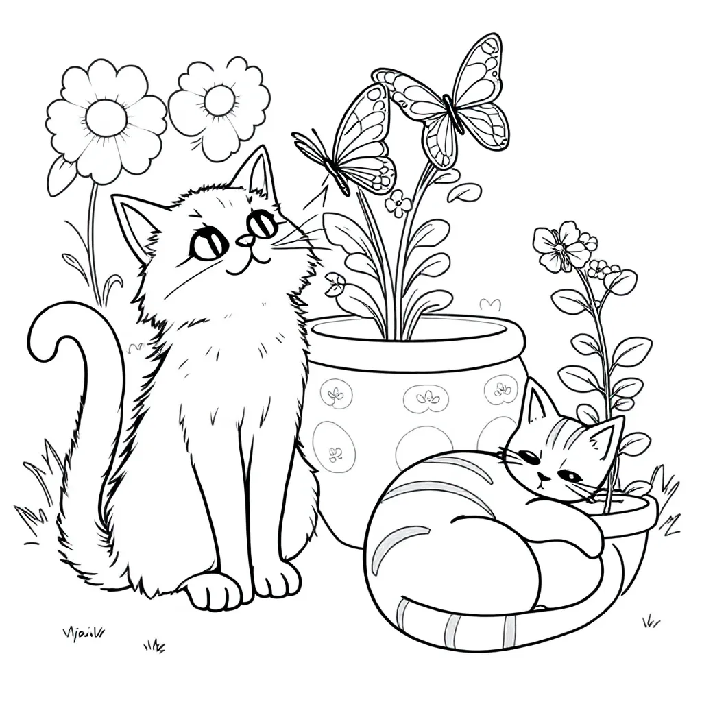 Free Cat Coloring Pages for Kids