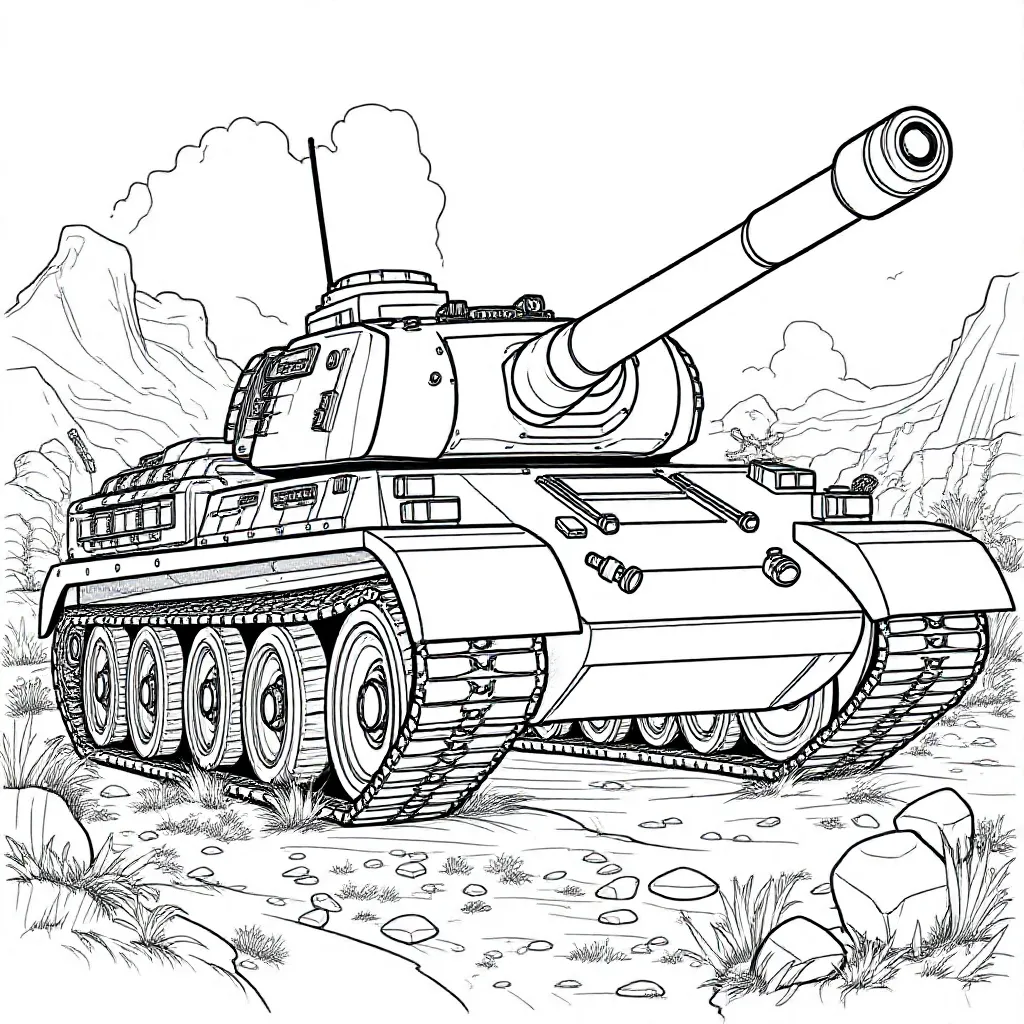 Tank coloring page for children