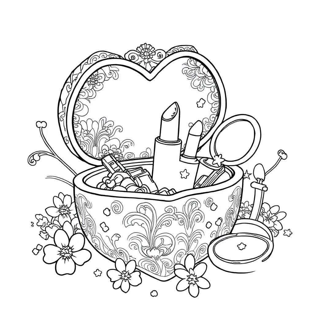 Free Makeup Box Coloring Page for Kids