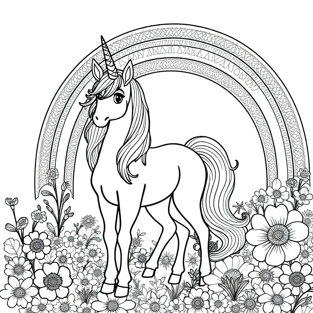 Free Unicorn Rainbow Coloring Page for Kids