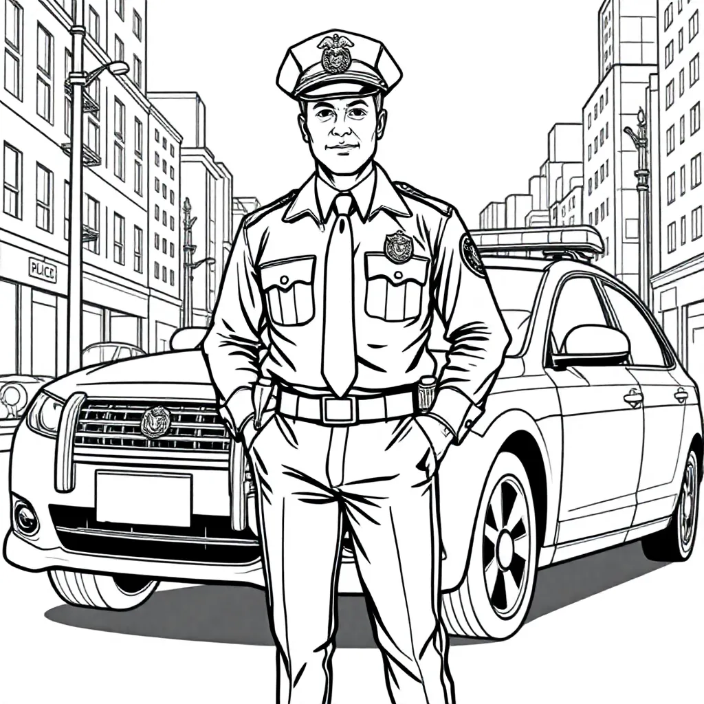 Free Police Officer Coloring Page for Kids