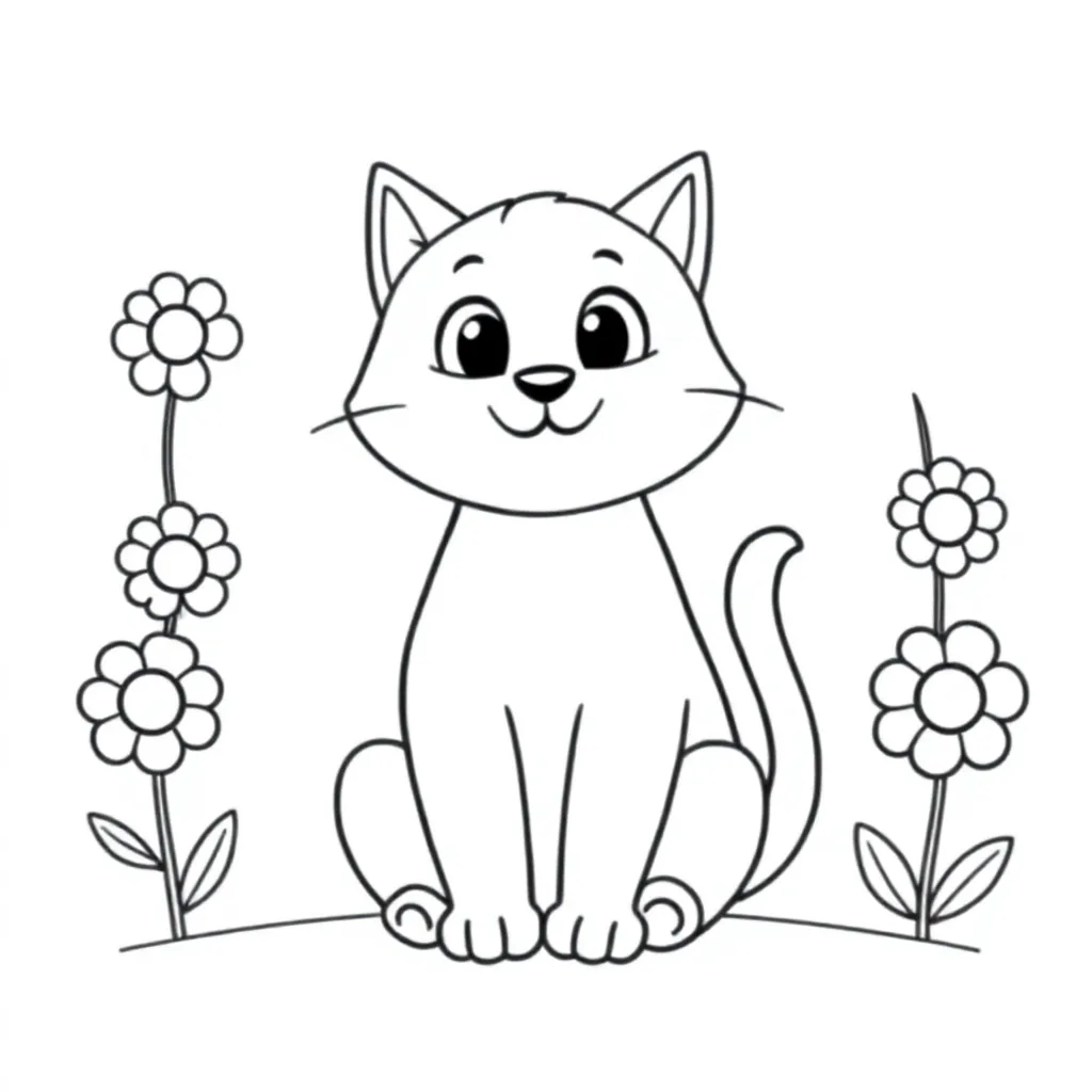 Free Cat Coloring Page for Kids