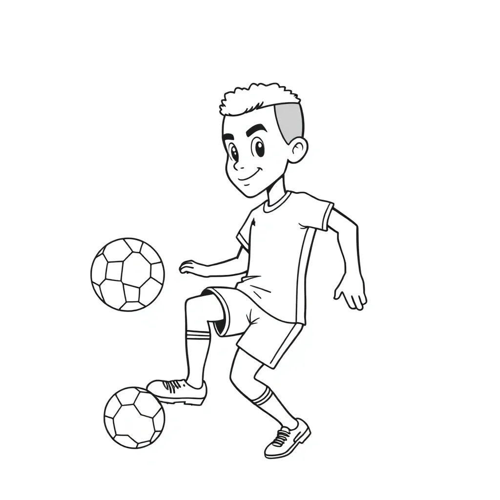 Mbappé, France, soccer player, black and white coloring page for kids