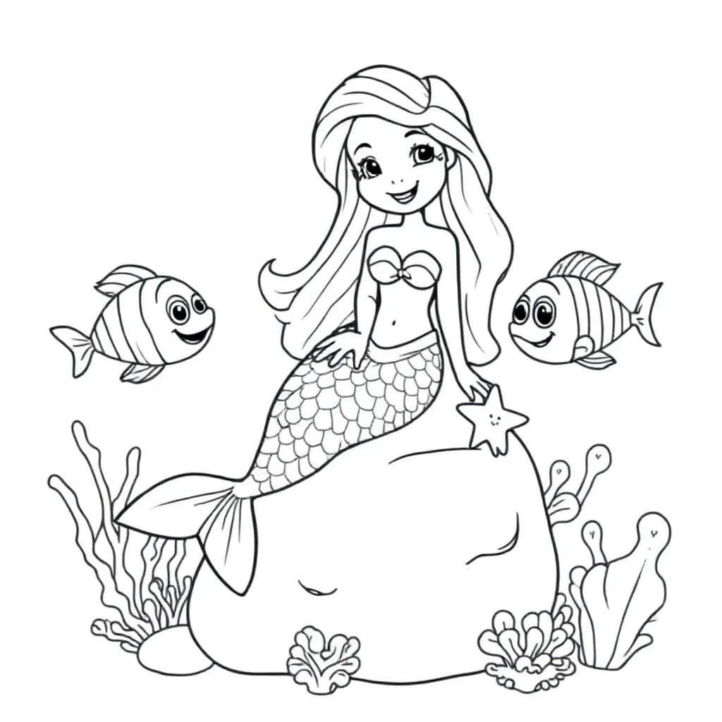 Free Mermaid Coloring Page for Kids