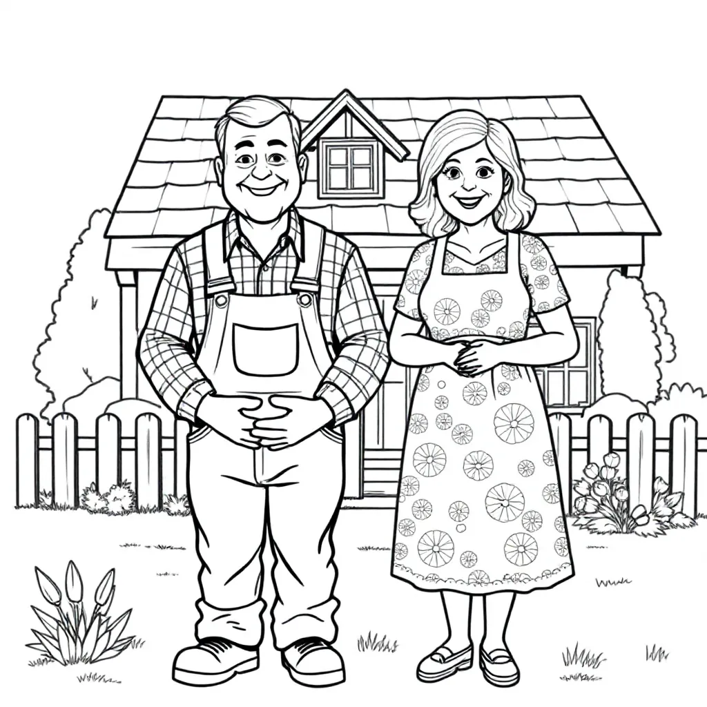 Coloring Page Free Couple 55 Years Old Farm Coloring Page
