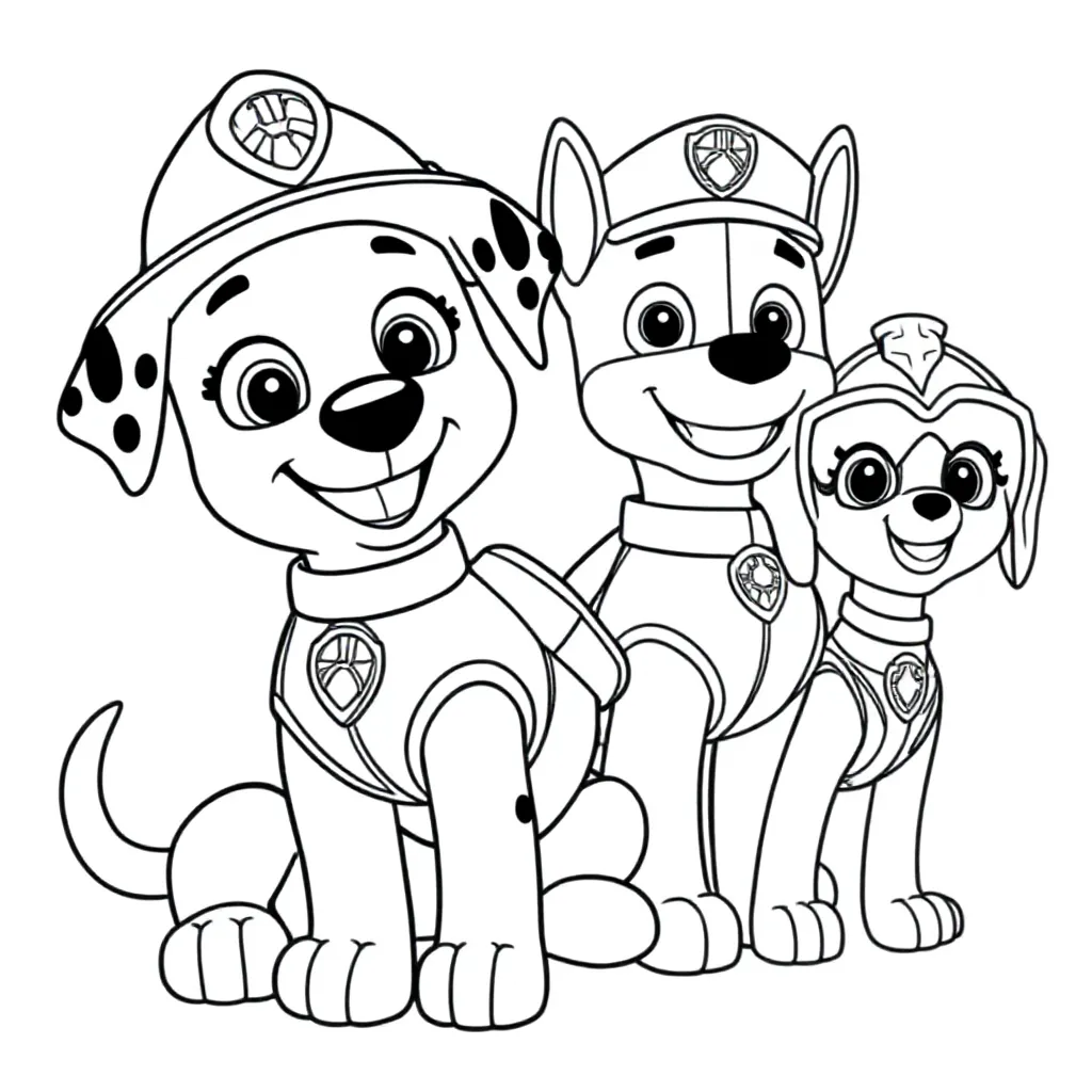 Plantilla de Coloreado Gratis Paw Patrol para Niños