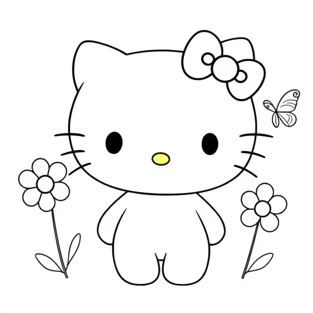 Free Hello Kitty Coloring Page for Kids