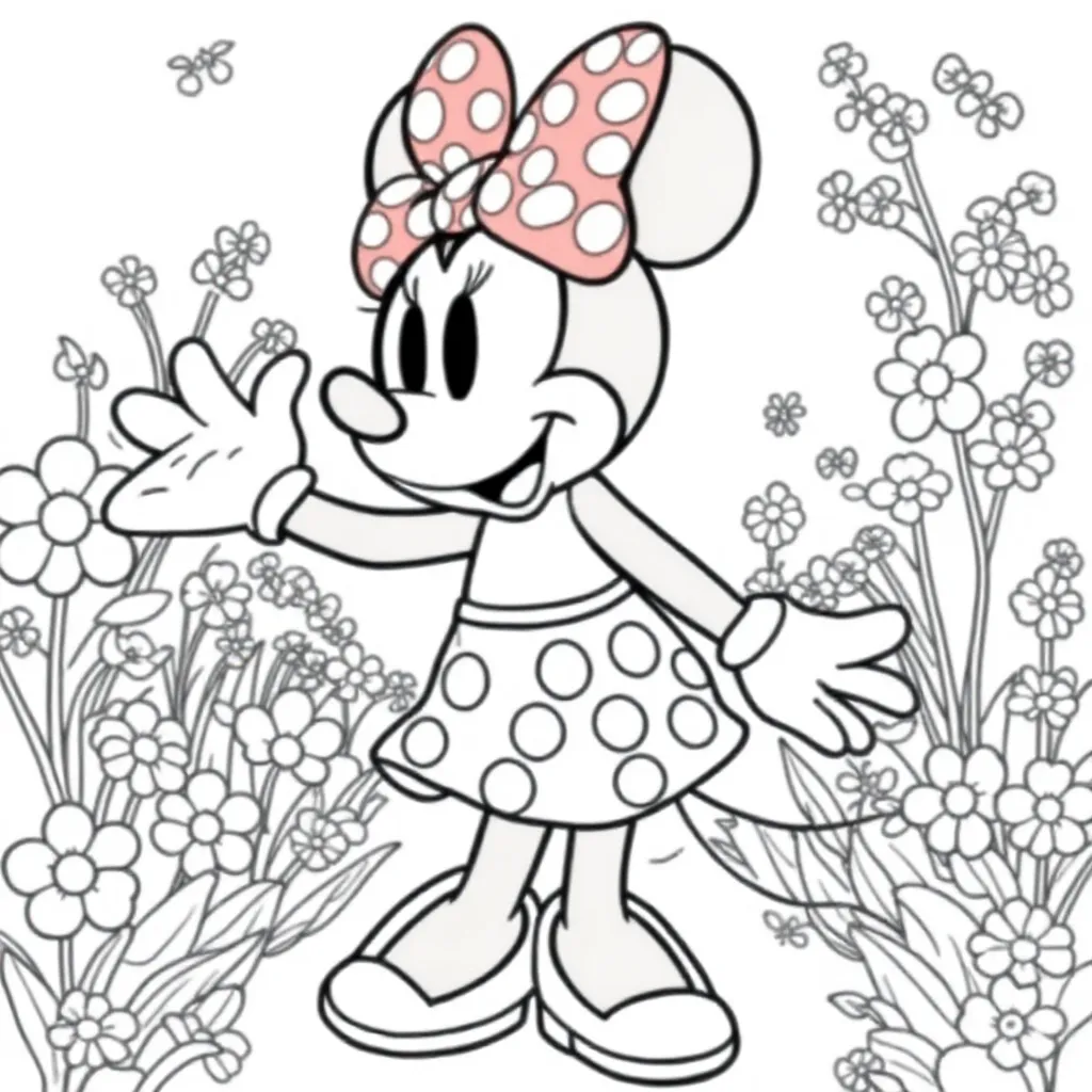 Plantilla de colorear Minnie Mouse Gratis para niños