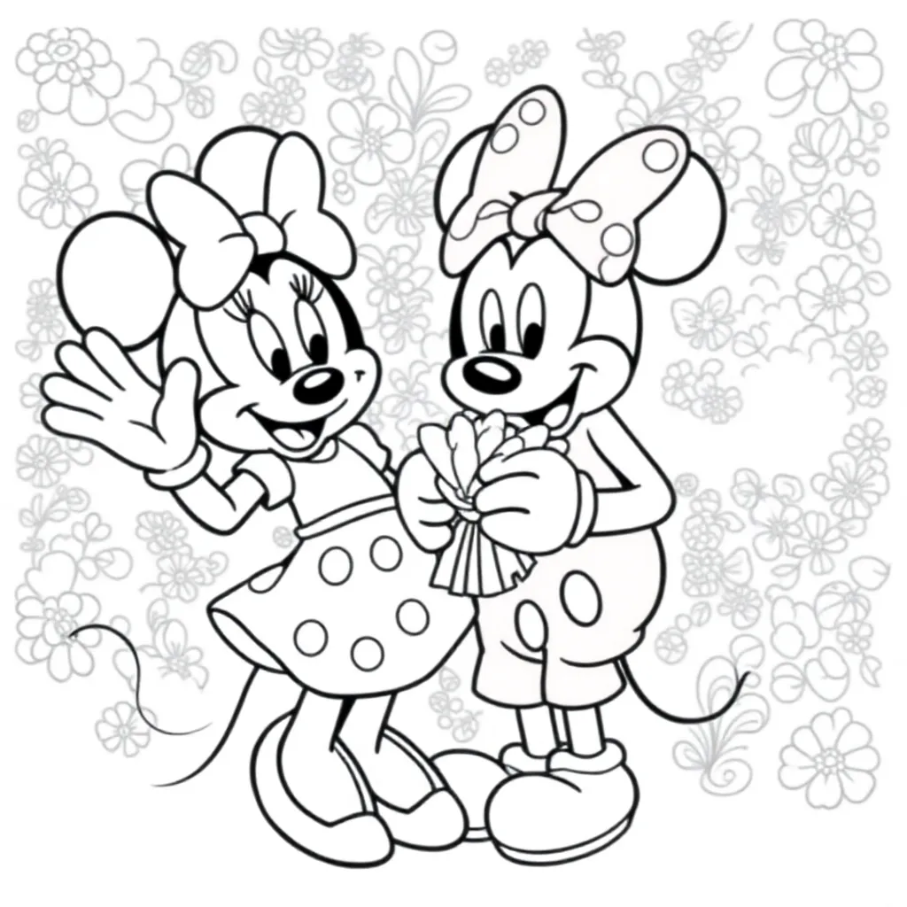 Disney Minnie Mouse Met Zijn Allen Bij Elkaar coloring page for children