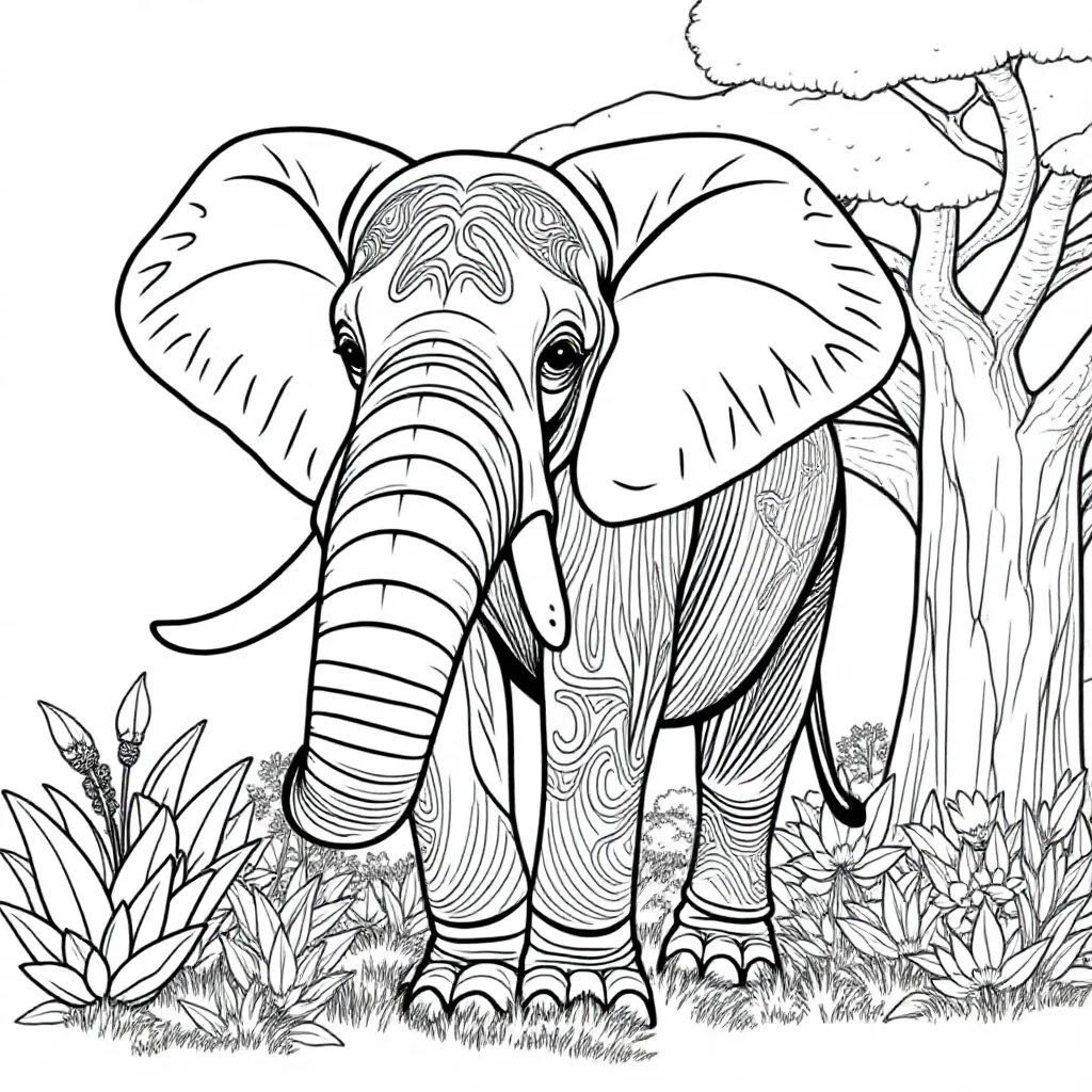 Free Elephant Coloring Page for Kids