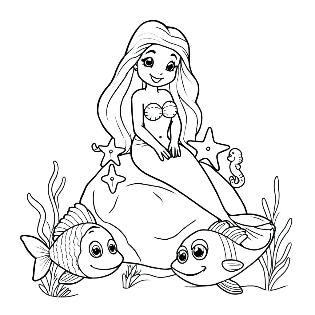 Free Mermaid Coloring Page for Kids