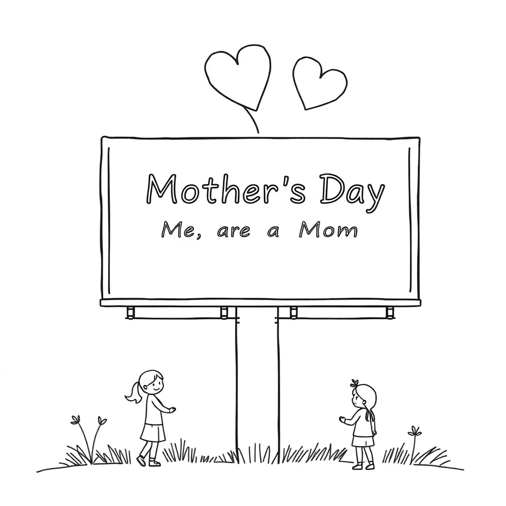 Mother's Day with a billboard coloring page for kids