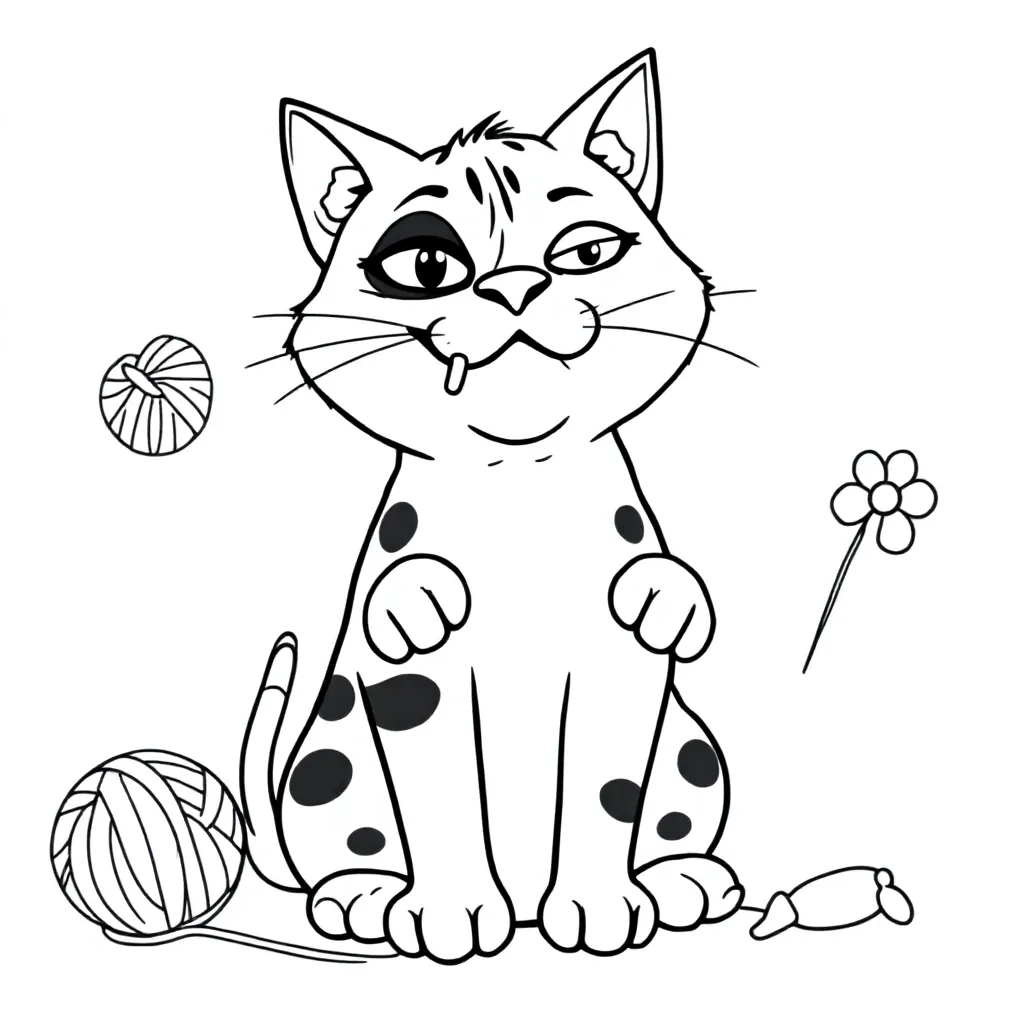 Free Ugly Cat Coloring Page for Kids