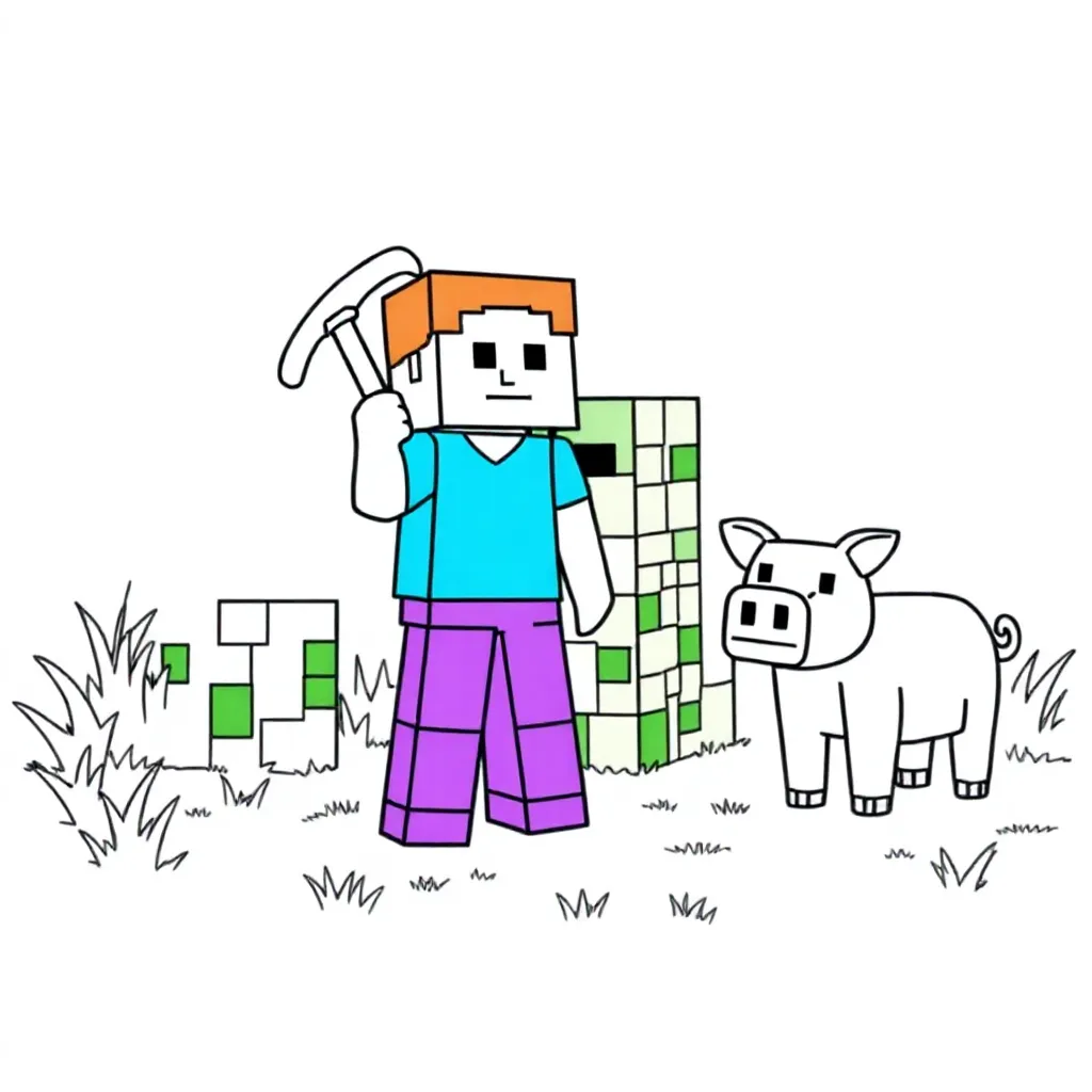 Free Minecraft Coloring Page for Kids
