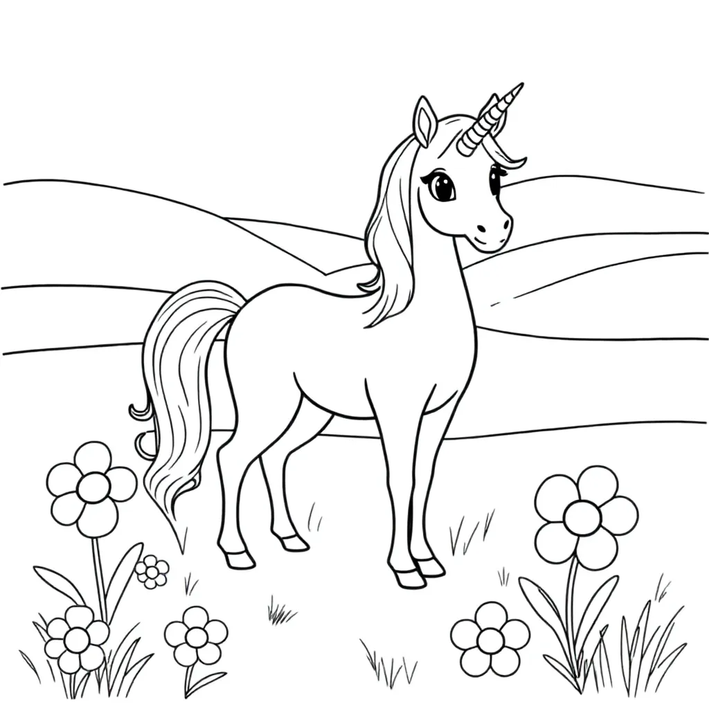 Free Unicorn Coloring Page for Kids