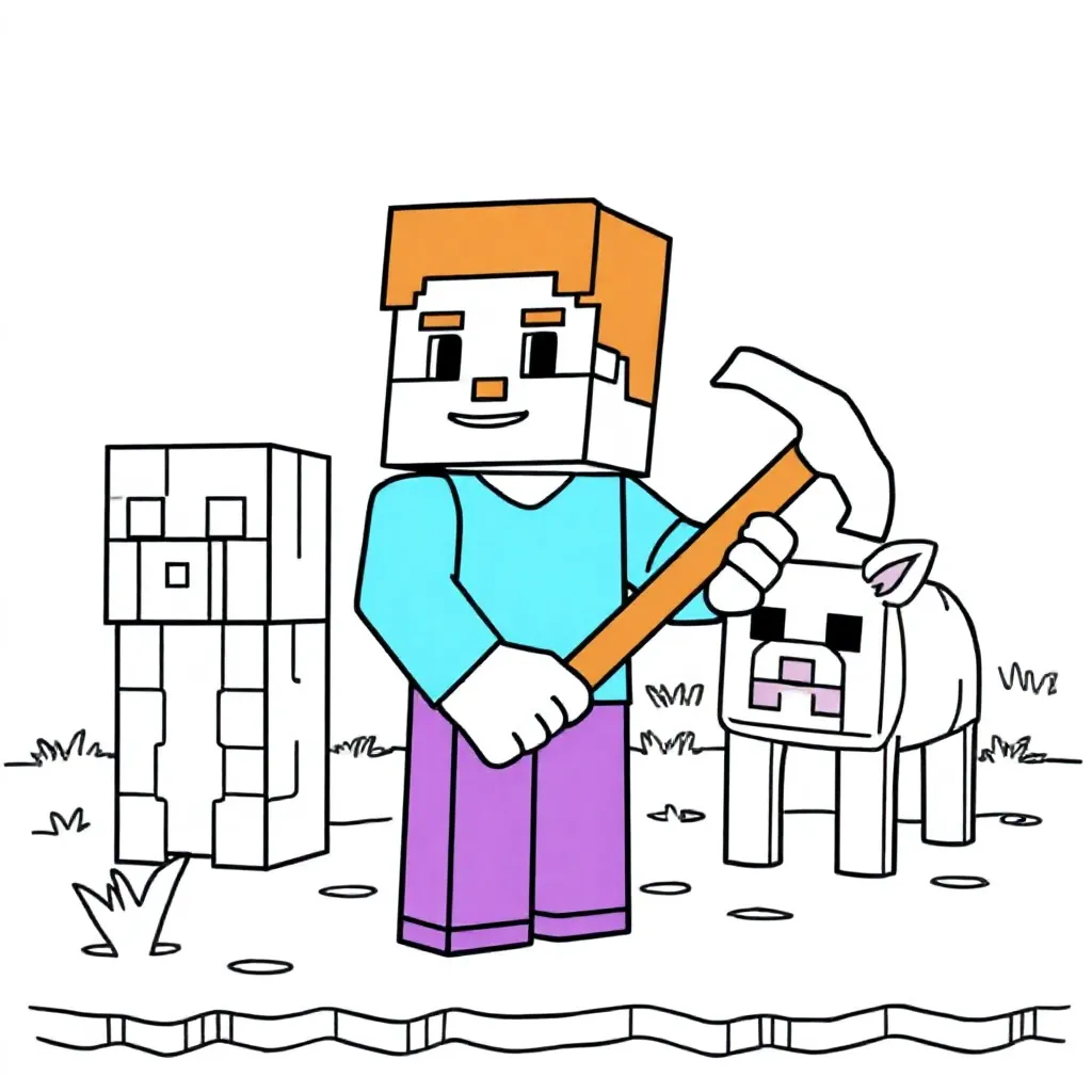 Free Minecraft Coloring Page for Kids