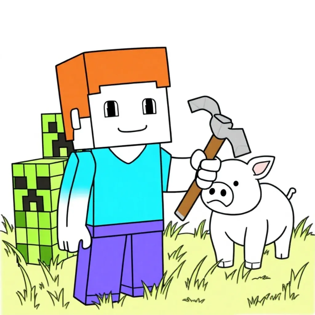 Free Minecraft Coloring Page for Kids