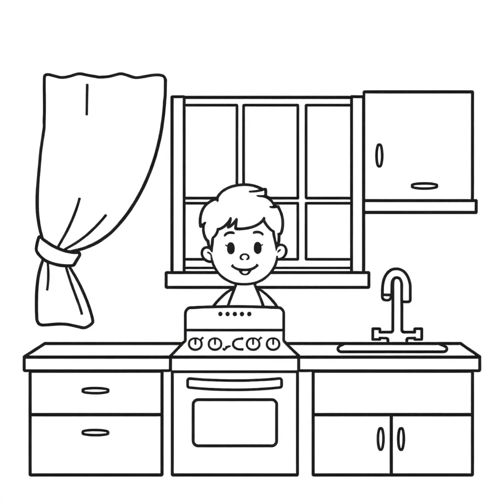 Peppa Pig Keuken Cartoon Kindvriendelijk Speels coloring page for children