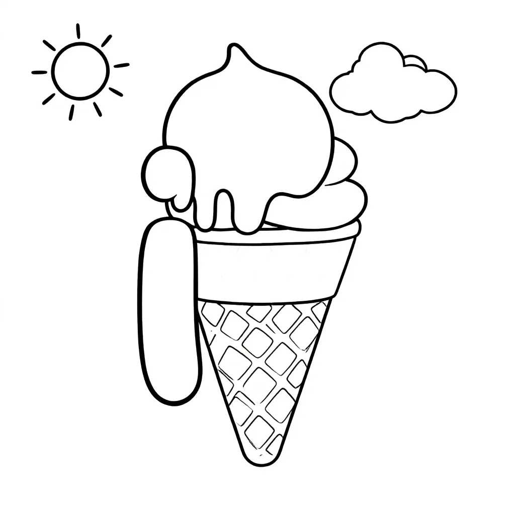 Free Ice Cream Cone Coloring Page for Kids