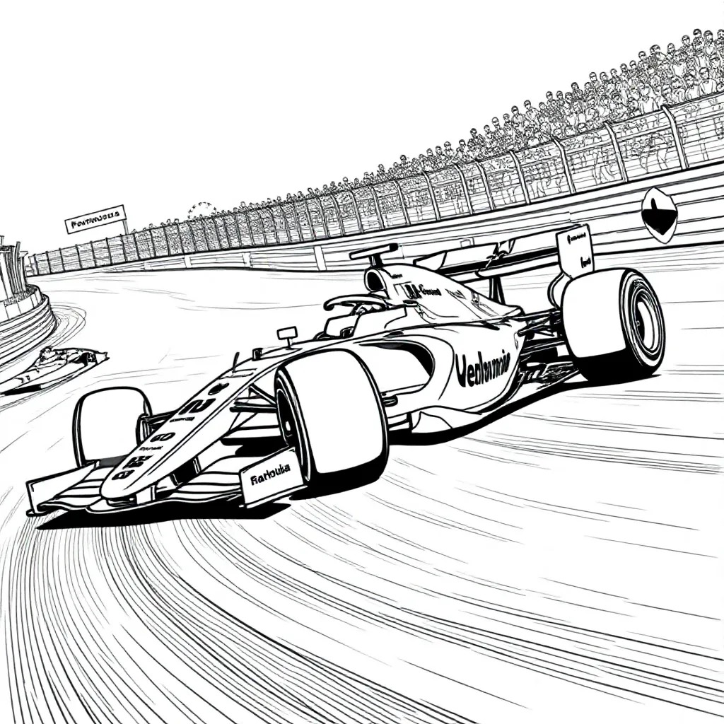 Free Printable Formula 1 Race Track Coloring Page for Kids