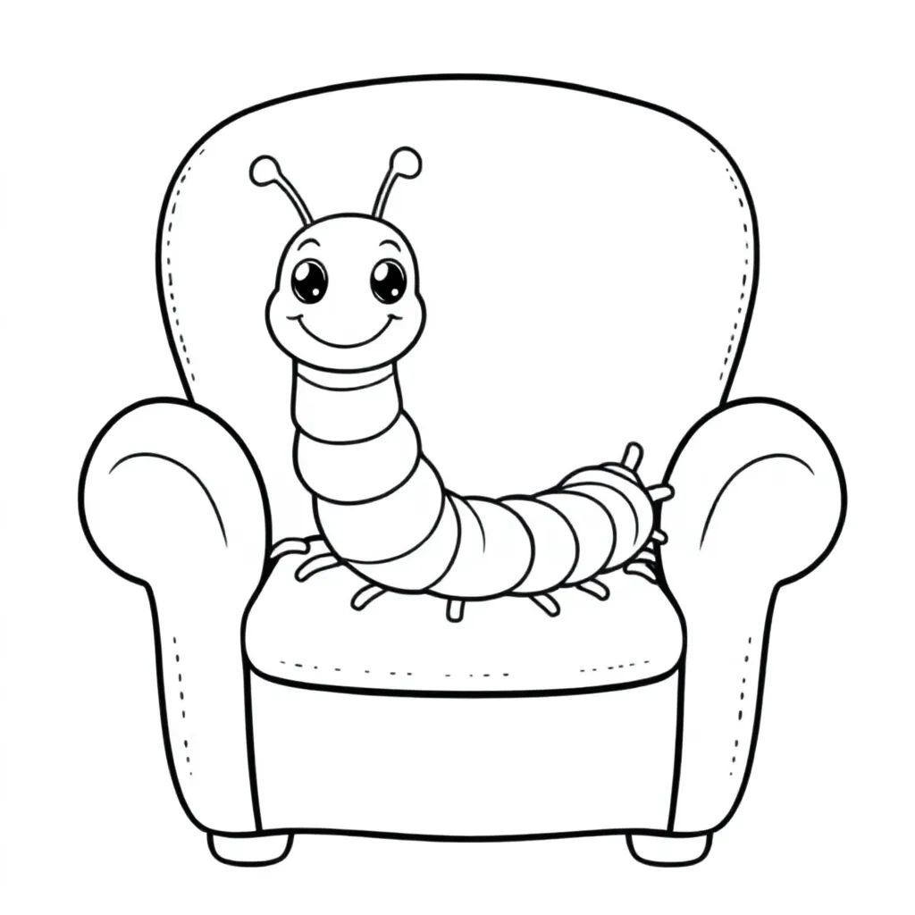 Een Schattige Grappige Duizendpoot In Een Pluche Stoel coloring page for children