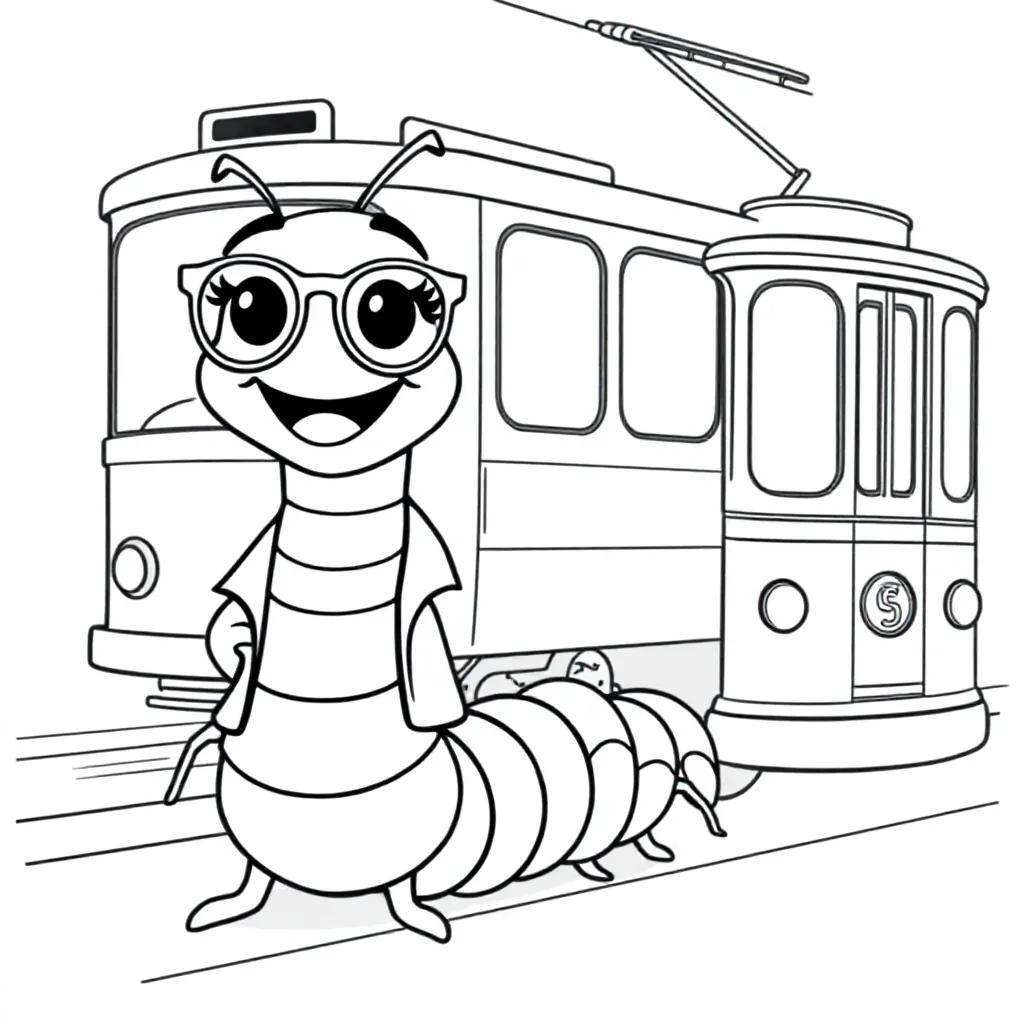 Een Schattige Grappige Duizendpoot Met Een Bril Lange Wim... coloring page for children