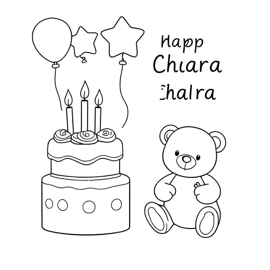 Free Birthday Coloring Page for Chiara (3 years old) Kids Coloring Page
