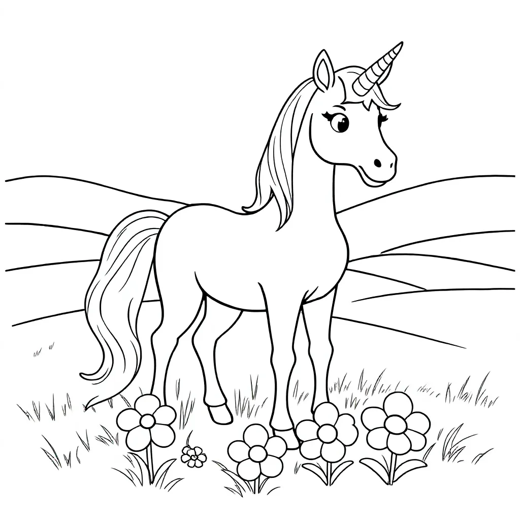 Free Unicorn Coloring Page for Kids