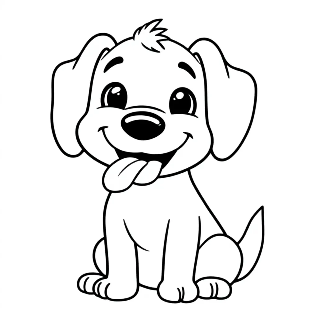 Free Dog Tongue Out Coloring Page for Kids