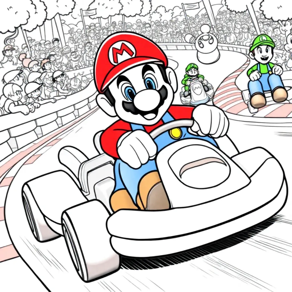 Free Mario Kart Coloring Page for Kids