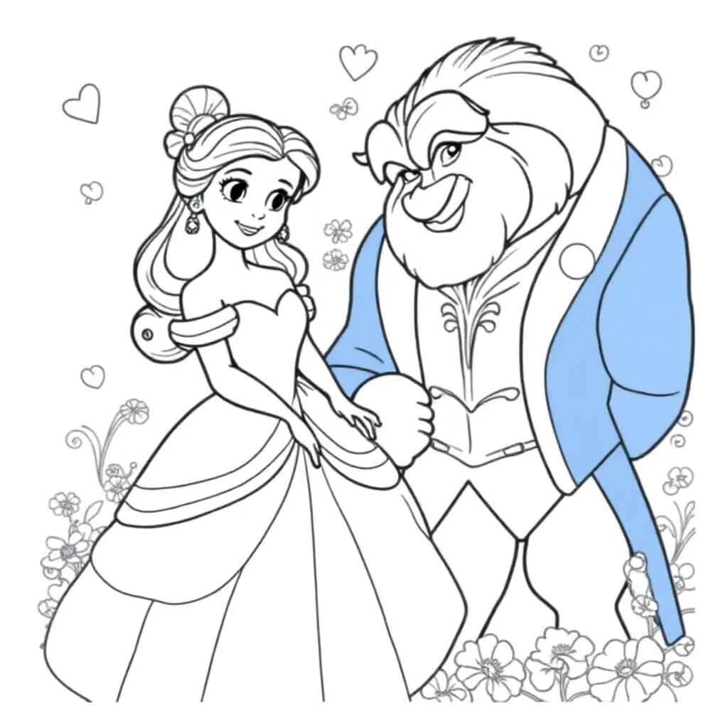 Belle En Het Beest coloring page for children