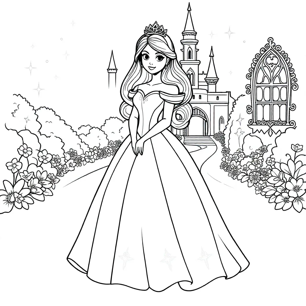 Free Printable Princess Coloring Page for Kids