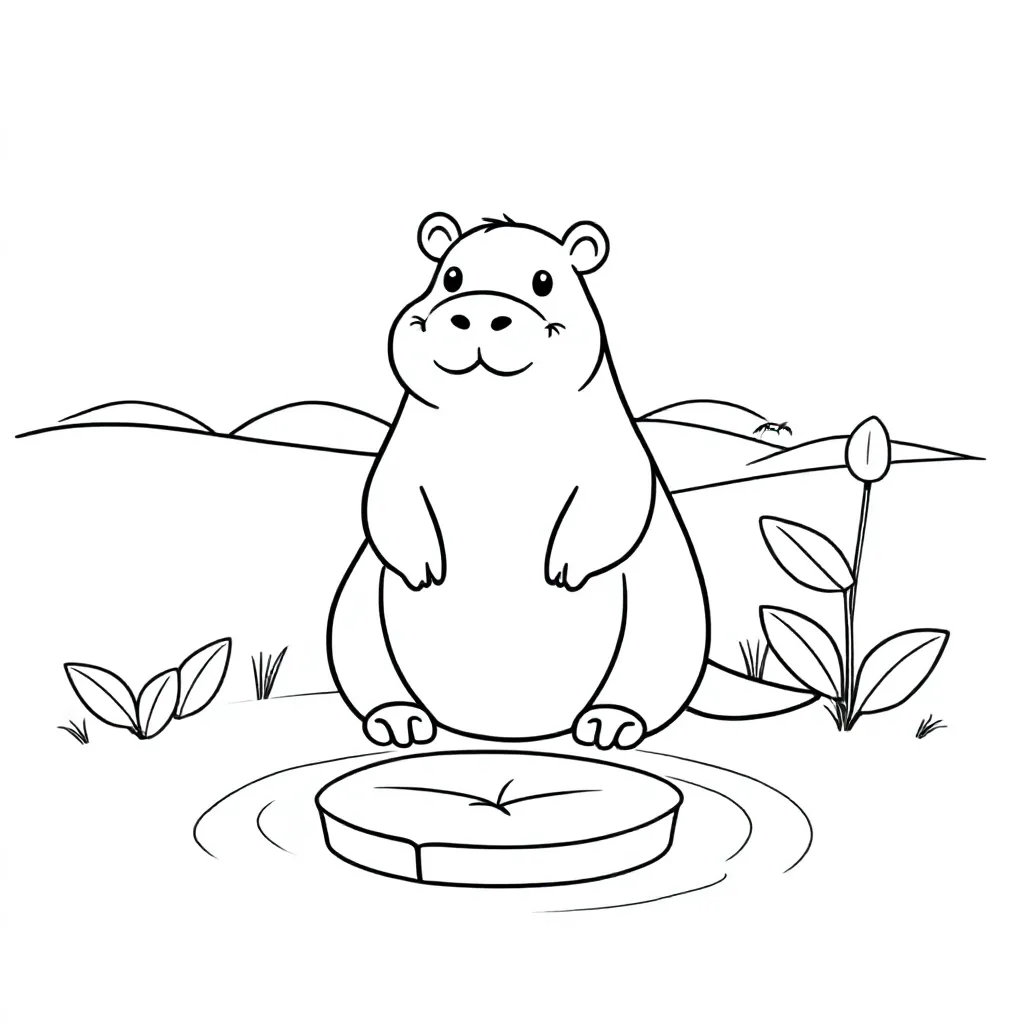 Free Capybara Coloring Page for Kids