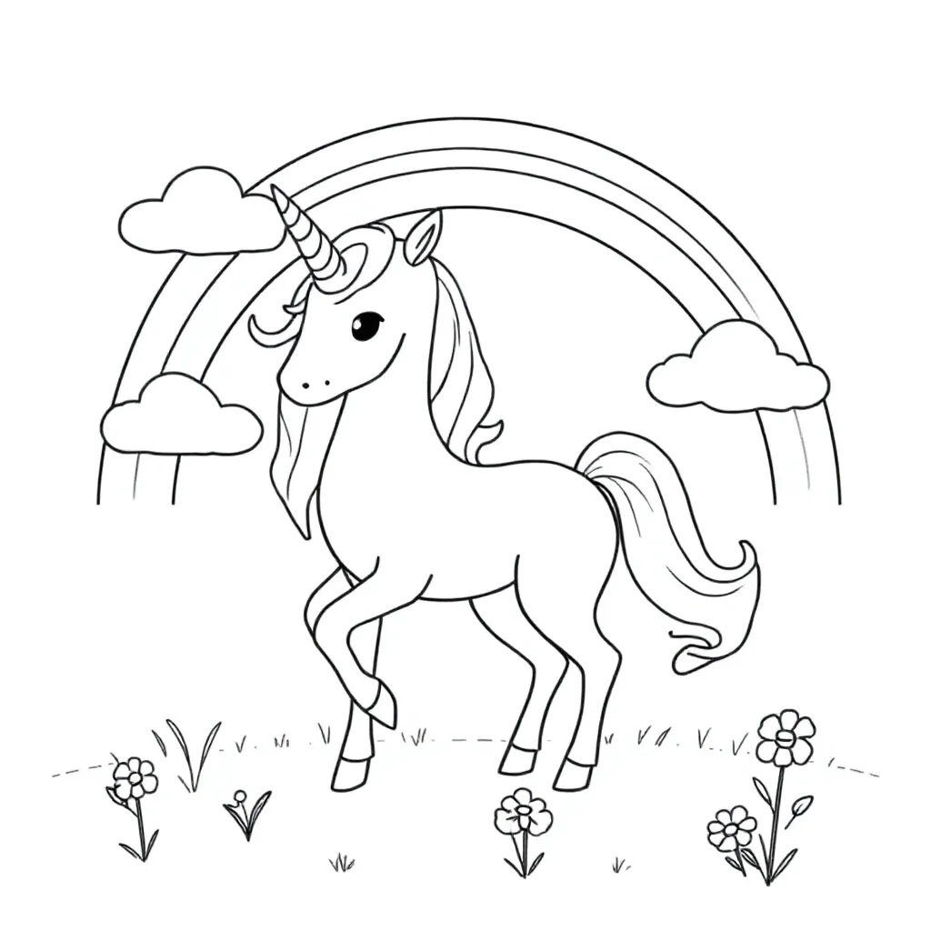 Free Unicorn Coloring Page for Kids