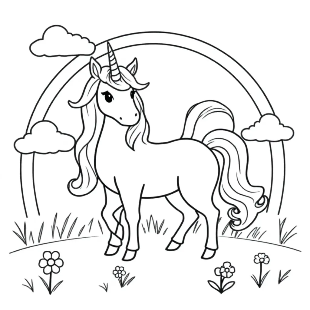 Free Unicorn Coloring Page for Kids
