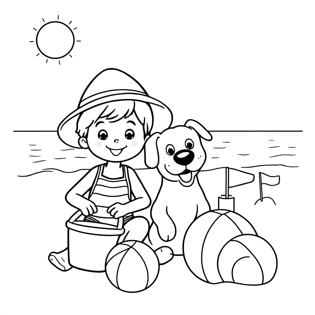 Plantilla de Coloreado Gratis Vacaciones de Verano Plantilla de Coloreado para Niños