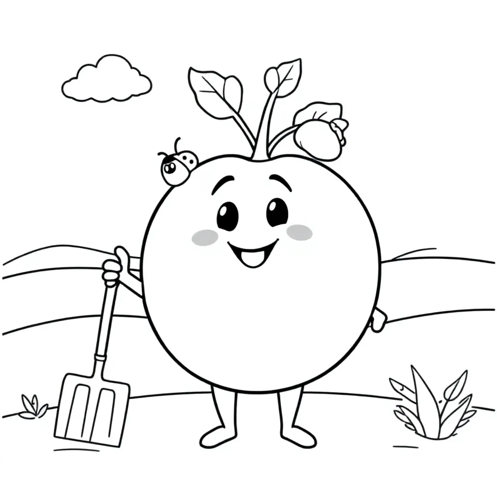 Free Tomato Coloring Page for Kids