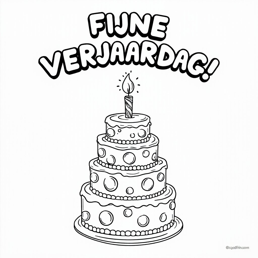 Festive, cake-themed, perfect celebration coloring page for kids.