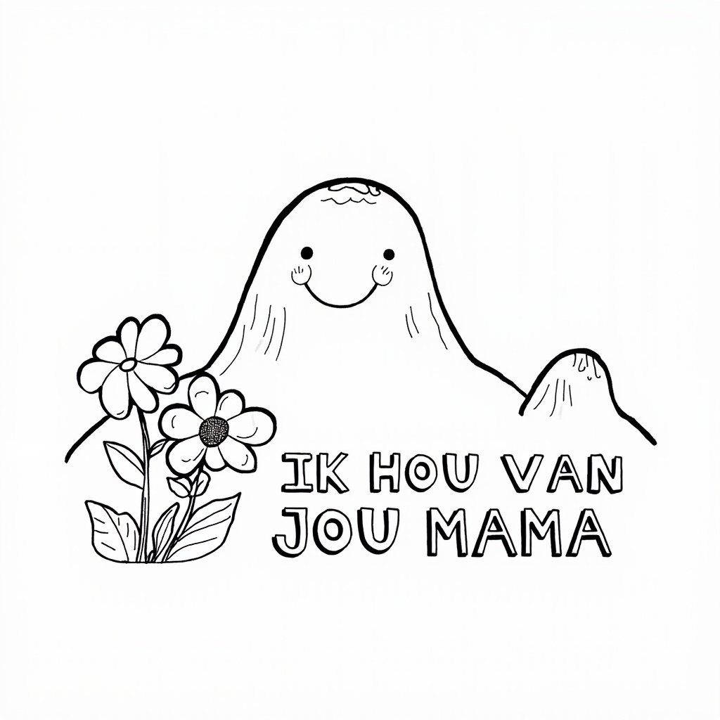 Cartoon mountain coloring page for kids.