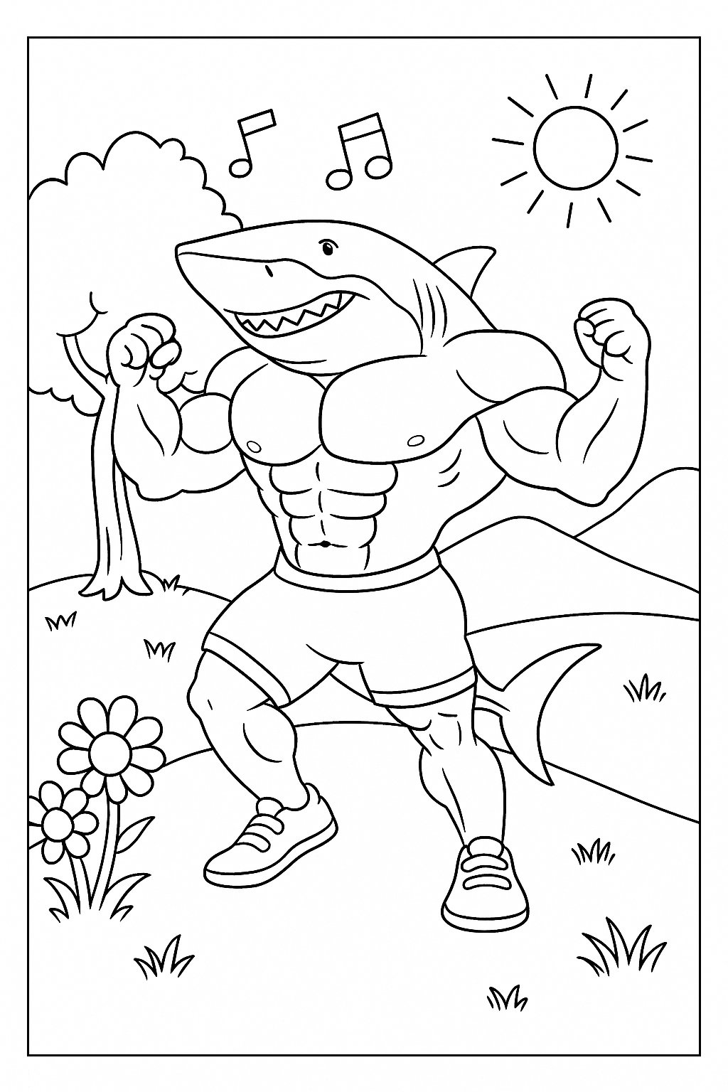 Free Tralalero Tralala Coloring Page - Variant 2 - Kids Coloring Page