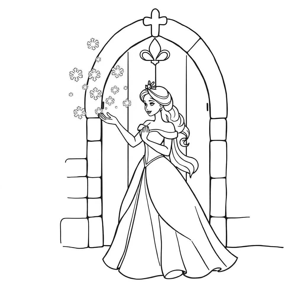 Frozen Prinses Sneeuwvlokken Winter Sprookjes coloring page for children