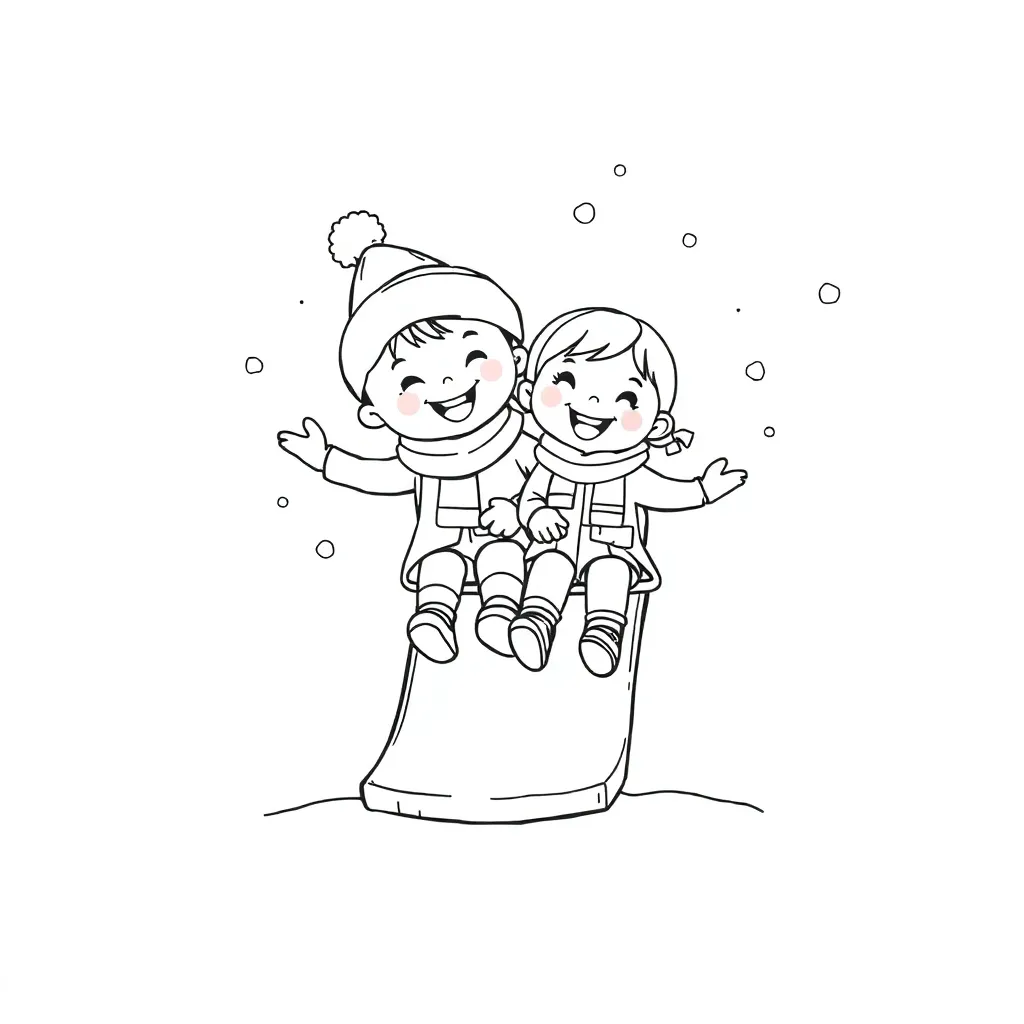 Frozen Winter Glijbaan Kinderen Sneeuw coloring page for children