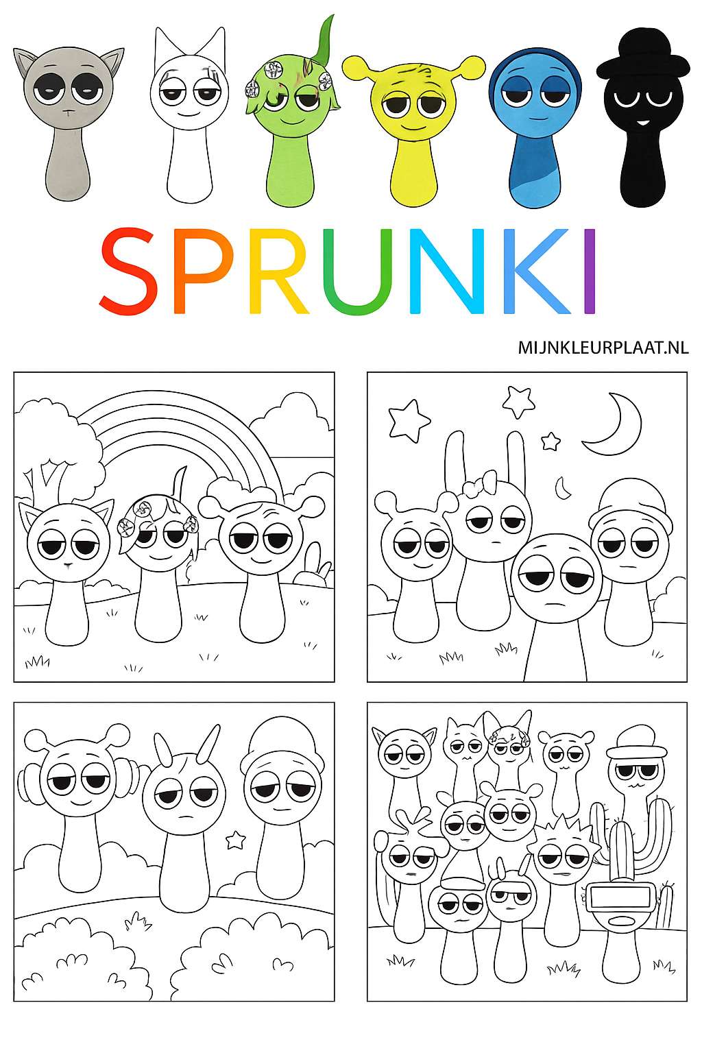 Free Sprunki Coloring Page - Variant 3 Coloring Sheet for Kids