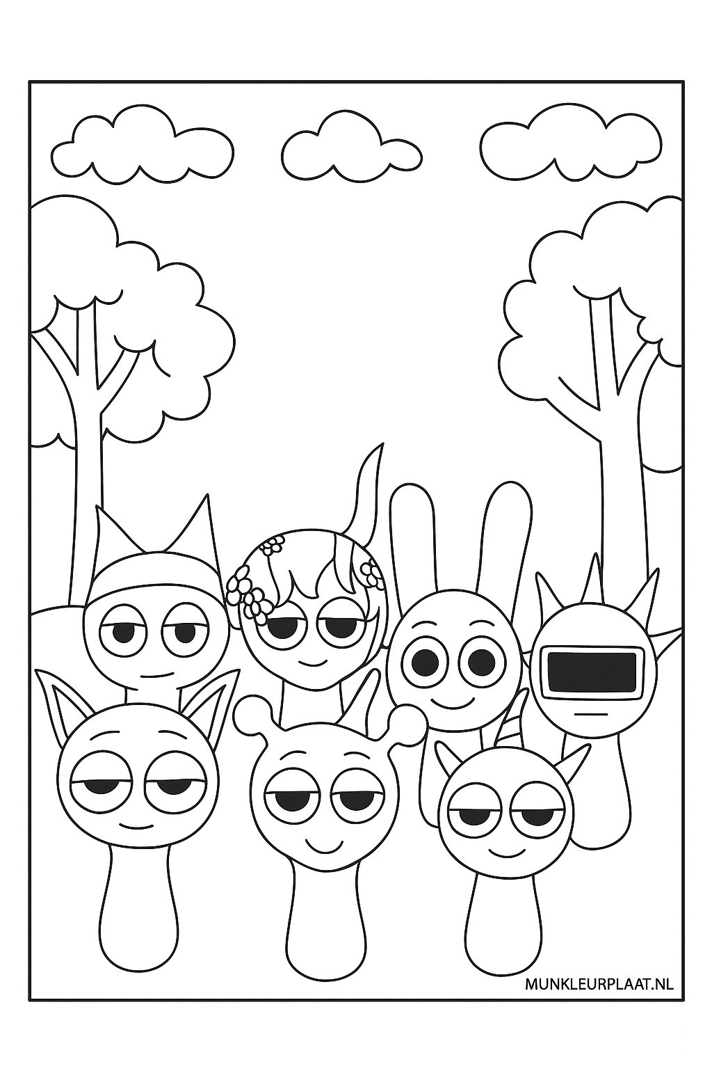 Free Sprunki Coloring Page - Variant 4 Coloring Page for Kids
