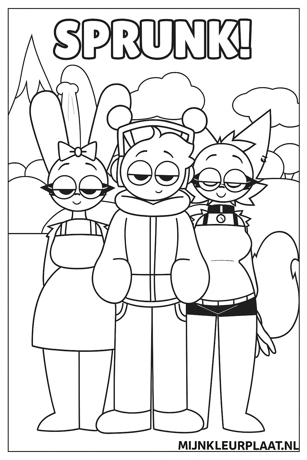 Free Sprunki Coloring Page - Variant 3 Coloring Sheet for Kids