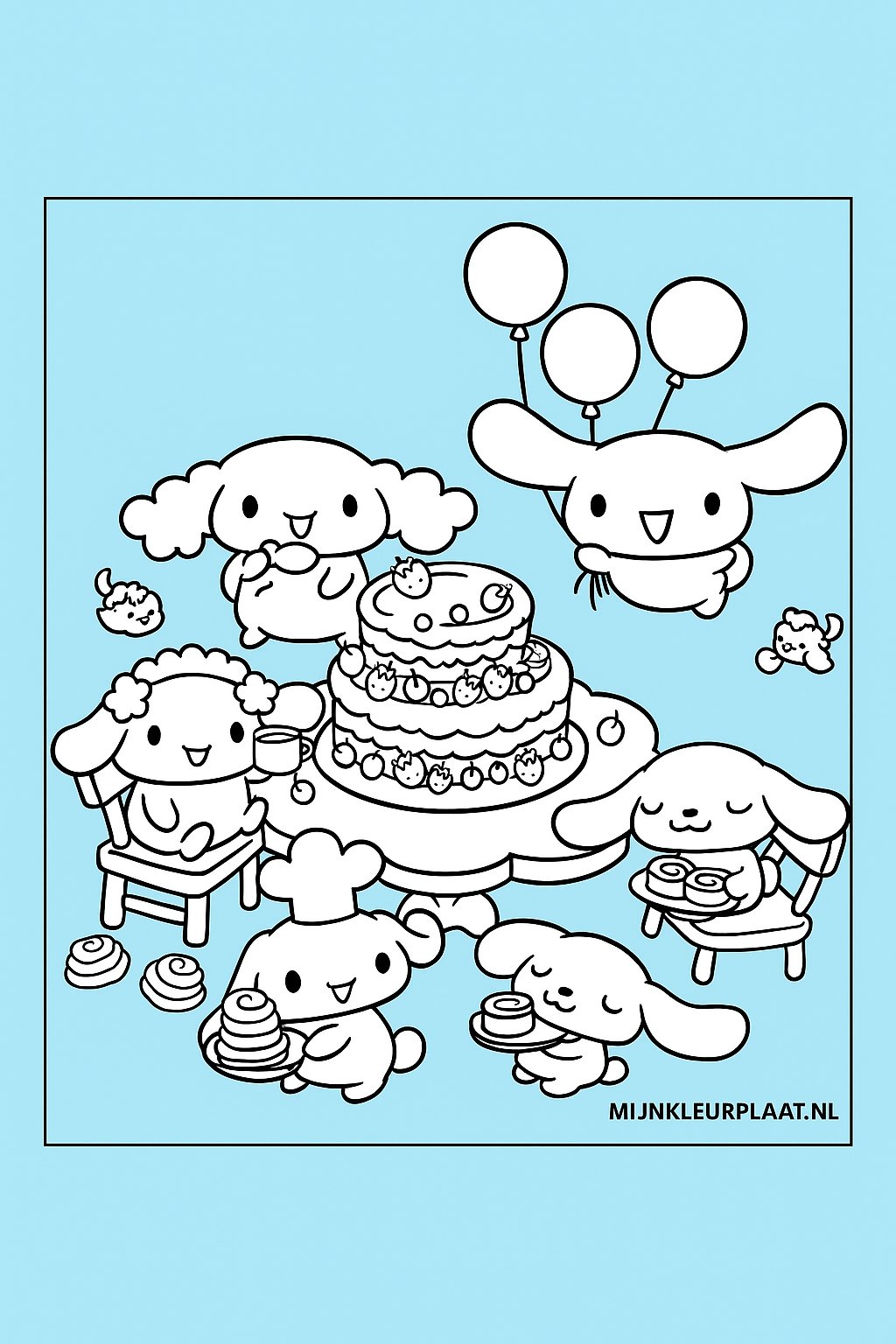 Feuille de coloriage gratuite Cinnamoroll - Variante 3 Feuille de coloriage pour enfants