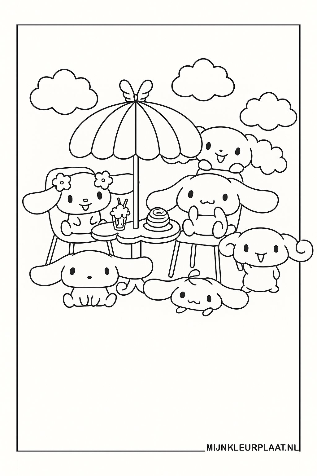 Feuille de coloriage gratuite Cinnamoroll - Variante 3 Feuille de coloriage pour enfants