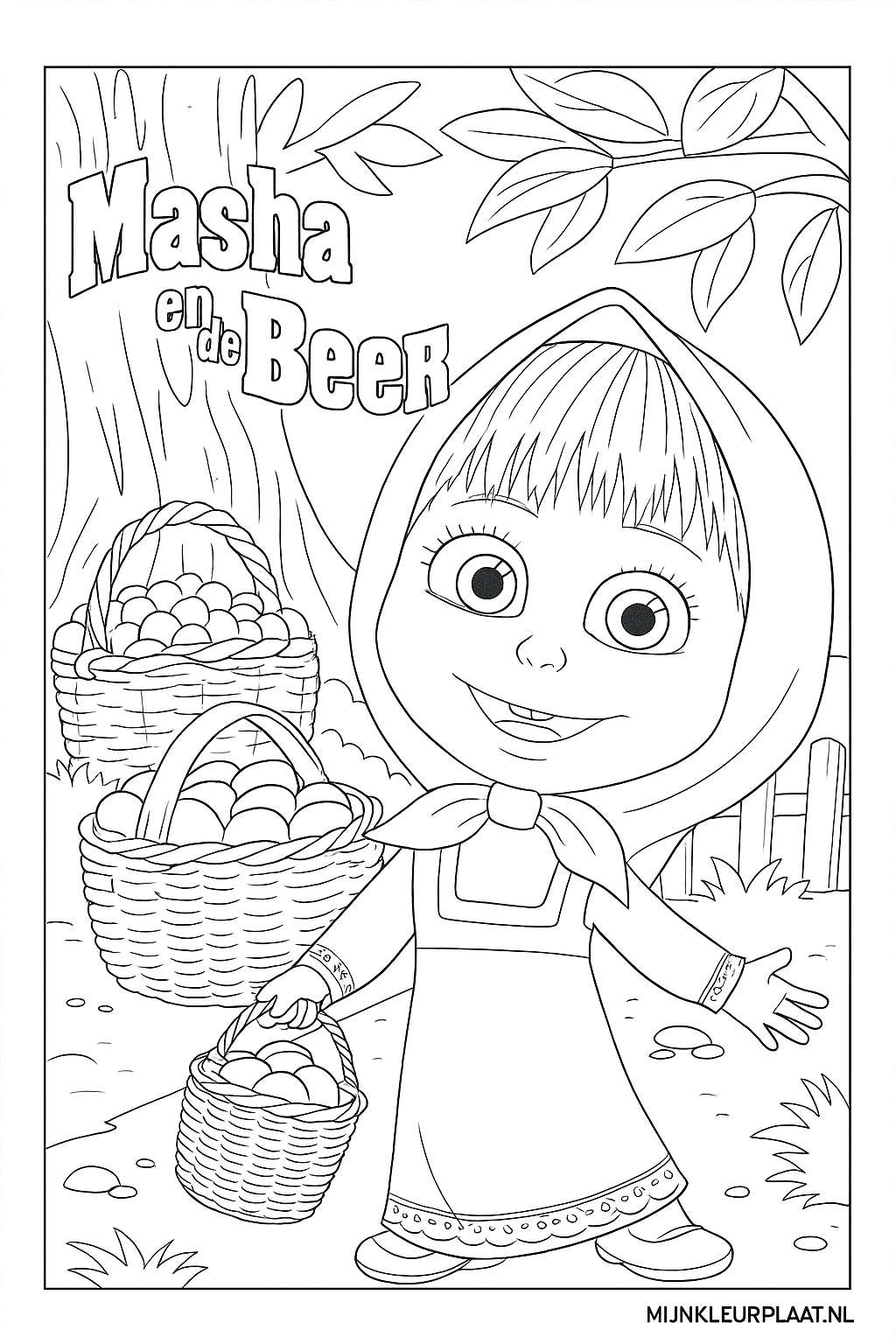 Free Printable Masha and the Bear Coloring Page - Variant 4 Coloring Sheet for Kids